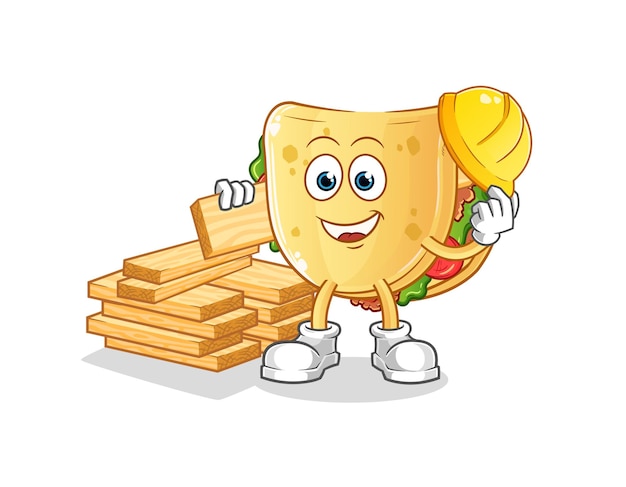 Vector constructor de tacos. personaje animado