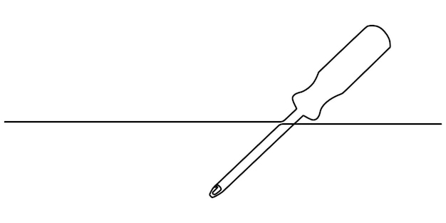 Vector continuo un dibujo de línea editable del destornillador icono de destornilladora de línea única único