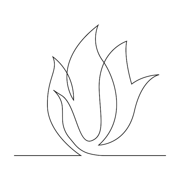 Vector continuo una línea de arte de hogueras dibujo a mano en fondo blanco ilustración y mínimo