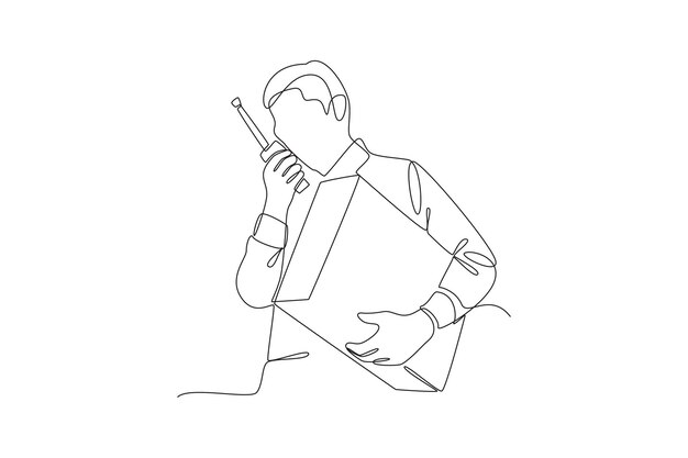 Vector continuo de una línea dibujando el concepto del hombre de entrega Ilustración vectorial de Doodle en simple
