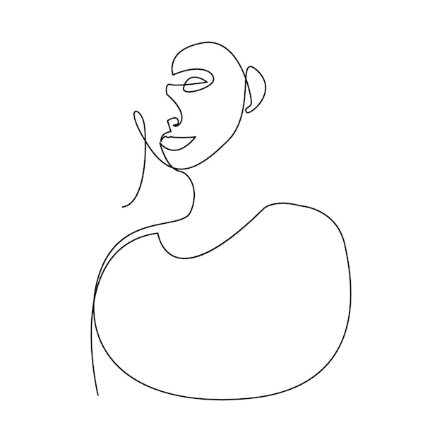 Vector continuo de una línea dibujando silueta de mujer aislada en ilustración de fondo blanco