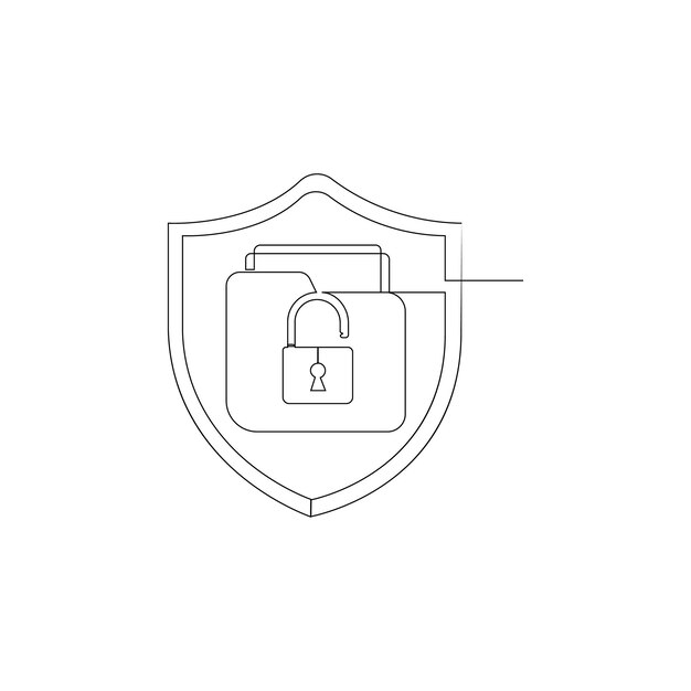 Vector continuo en una línea icono de bloqueo de bienes raíces concepto de seguridad y seguridad aislado en