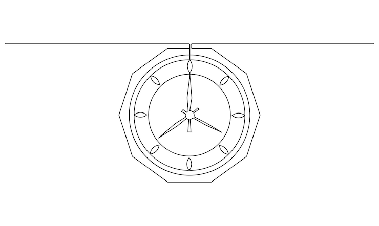 Vector vector continuo un simple dibujo de línea abstracta única de reloj aislado en fondo blanco