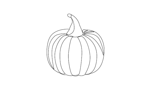Vector continuo un simple dibujo de una sola línea abstracta de calabaza aislada en un fondo blanco