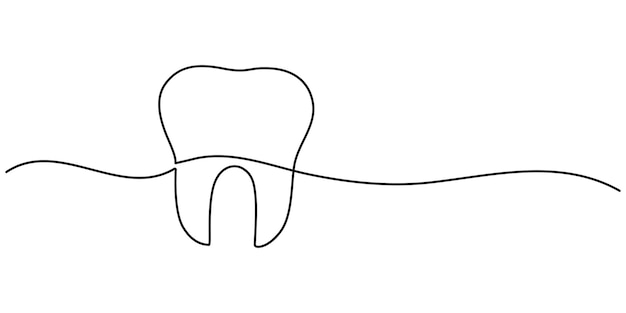 Vector continuo un simple dibujo de una sola línea abstracta de la clínica dental dental y el concepto de cuidado