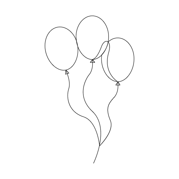 Vector continuo un simple dibujo de una sola línea abstracta del concepto de celebración del globo