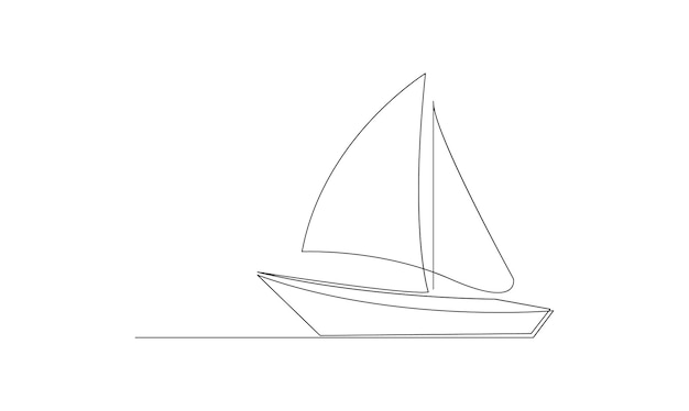 Vector continuo un simple dibujo de una sola línea abstracta del concepto de turismo de viajes en velero aislado