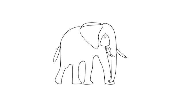 Vector continuo un simple dibujo de una sola línea abstracta de Elefante aislado sobre fondo blanco
