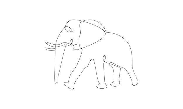 Vector continuo un simple dibujo de una sola línea abstracta de Elefante aislado sobre fondo blanco