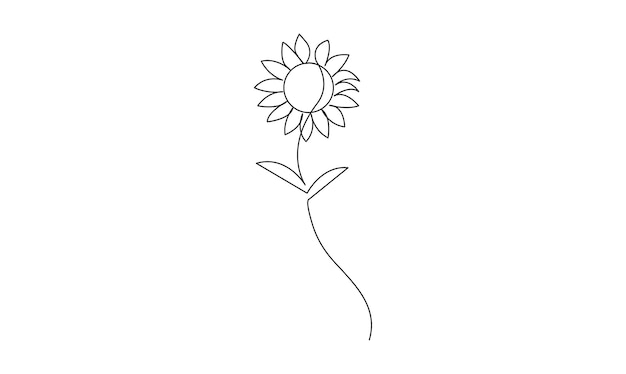Vector continuo un simple dibujo de una sola línea abstracta de flor de sol aislada sobre un fondo blanco
