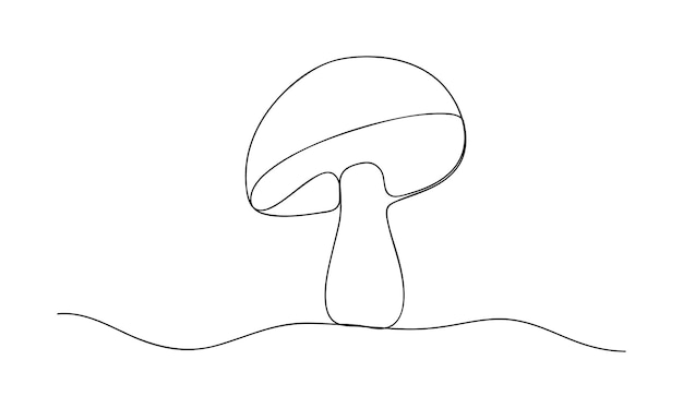 Vector continuo un simple dibujo de una sola línea abstracta de hongo aislado en un fondo blanco