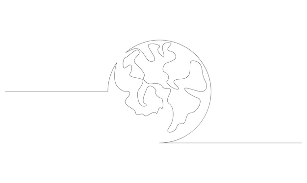 Vector continuo un simple dibujo de una sola línea abstracta del mapa del mundo aislado en un fondo blanco