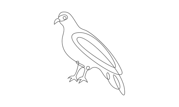 Vector continuo un simple dibujo de una sola línea abstracta de pájaro paloma