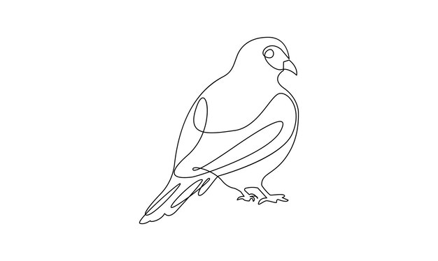 Vector continuo un simple dibujo de una sola línea abstracta de pájaro paloma