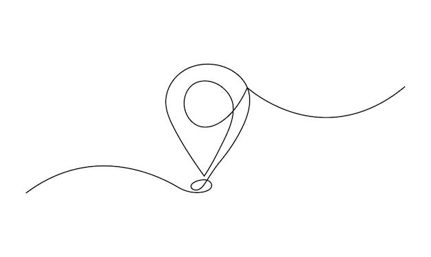 Vector continuo un simple dibujo de una sola línea abstracta de punteros de ubicación aislados en