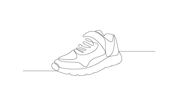 Vector continuo un simple dibujo de una sola línea abstracta de zapato aislado en fondo blanco