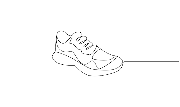 Vector continuo un simple dibujo de una sola línea abstracta de zapato aislado en fondo blanco