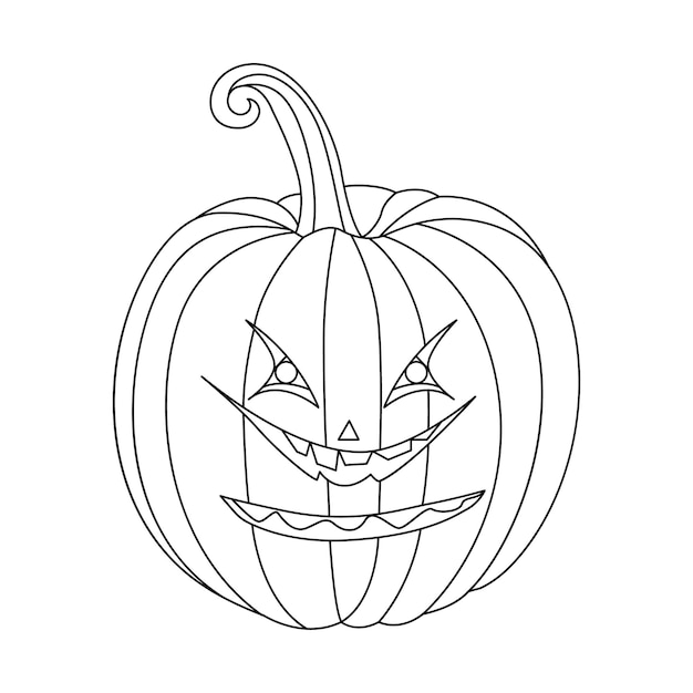Vector continuo de una sola línea para colorear calabaza de halloween