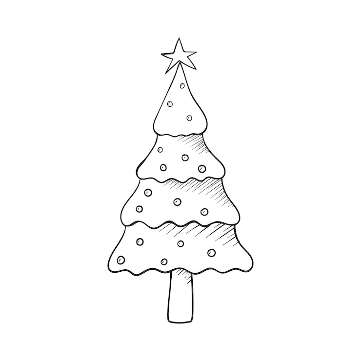 Vector vector de contorno de árbol de navidad para colorear y actividades infantiles
