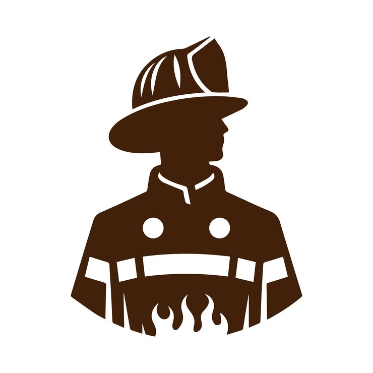 Vector vector de contorno de bomberos en blanco y negro silueta de bomberos icono del concepto del logotipo