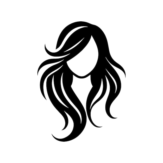 Vector de contorno de cabello femenino elegante para proyectos de arte digital