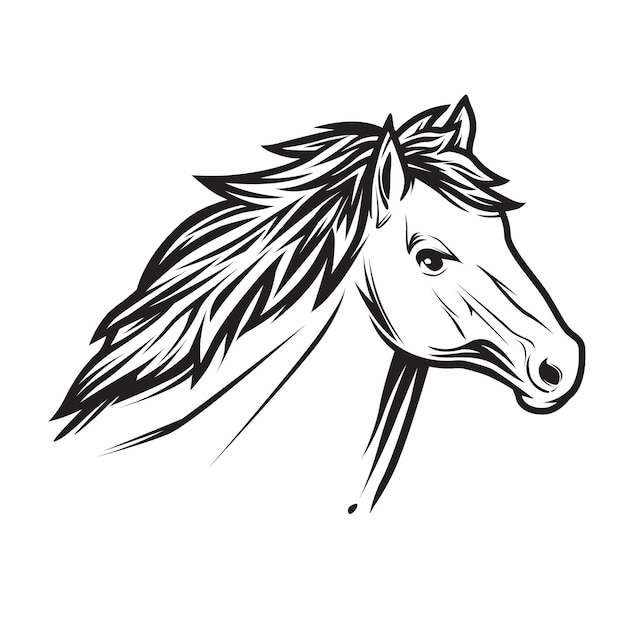 Vector de contorno de cabeza de caballo ideal para serigrafía de camisetas