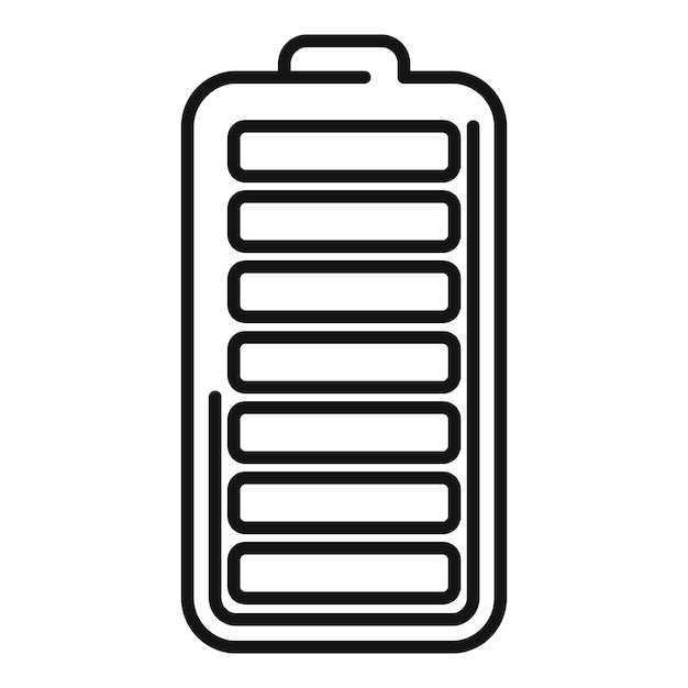 Vector de contorno completo del icono de la batería eléctrica Capacidad de la célula