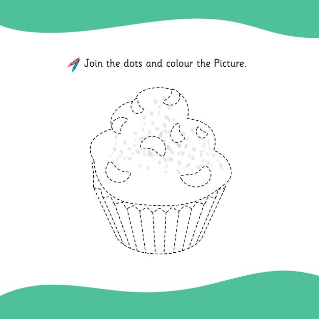 Vector de contorno de cupcake, colorea la actividad de la imagen