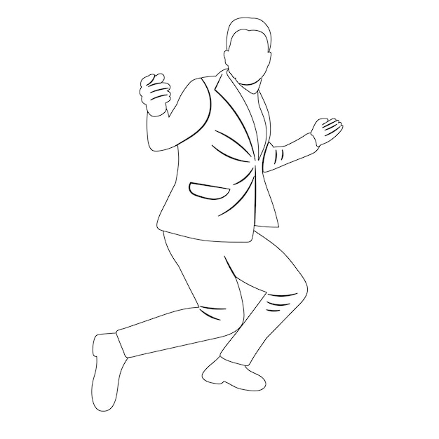 Vector de contorno de dibujo de hombre bailando