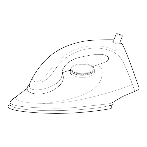 Vector de contorno eléctrico de hierro Ilustración de arte vectorial electrodoméstico hogar sobre fondo blanco Ilustración de contorno aislado de hierro eléctrico para colorear libro