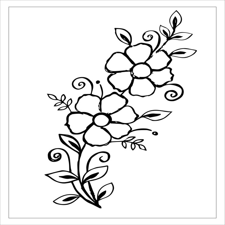 Un vector de un contorno de flor dibujado a mano