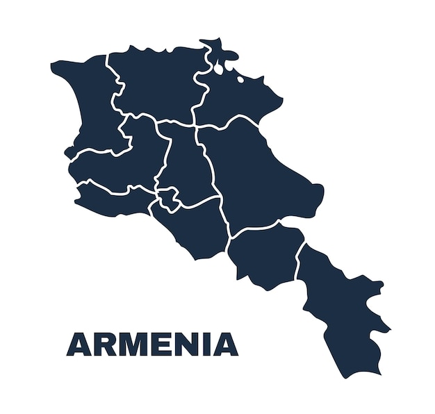Vector de contorno de frontera plana del mapa de Armenia