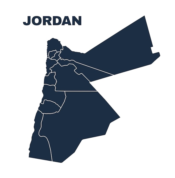 Vector de contorno de frontera plana del mapa de Jordania