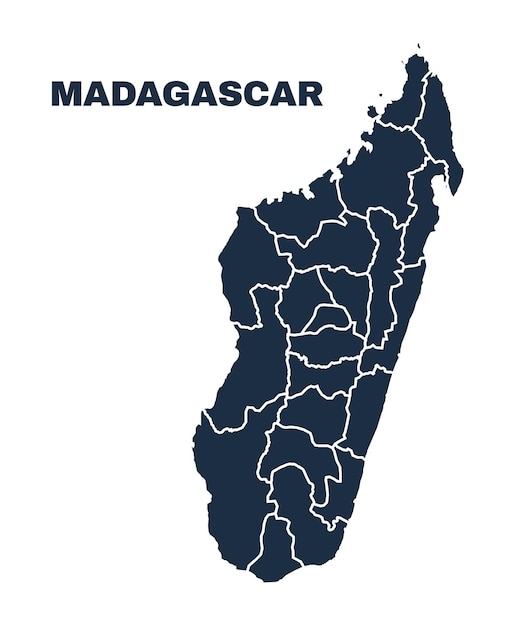 Vector de contorno de frontera plana en el mapa de Madagascar