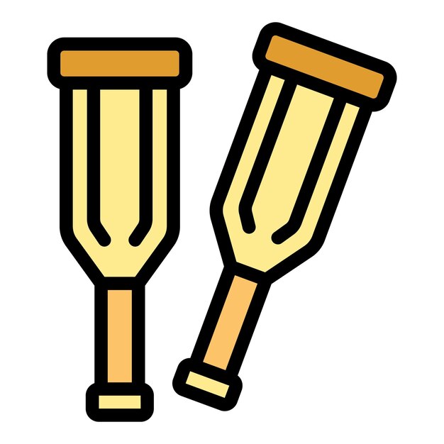 Vector de contorno de icona de muletas de madera Educación escolar Aula de aprendizaje de color plano
