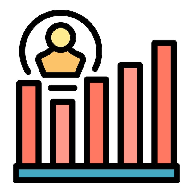 Vector de contorno del icono del administrador de gráficos Compañía del grupo Informe del trabajador Color plano