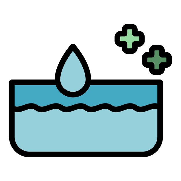 Vector de contorno de icono de ahorro de agua Energía limpia Eco bio color plano