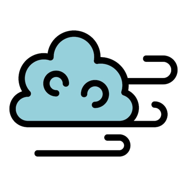 Vector de contorno de icono de aire limpio Flujo de viento Eco purificar color plano