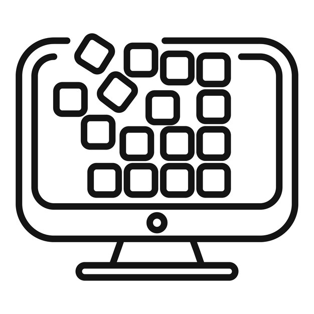 Vector de contorno del icono de almacenamiento de datos del monitor Nube de obturador