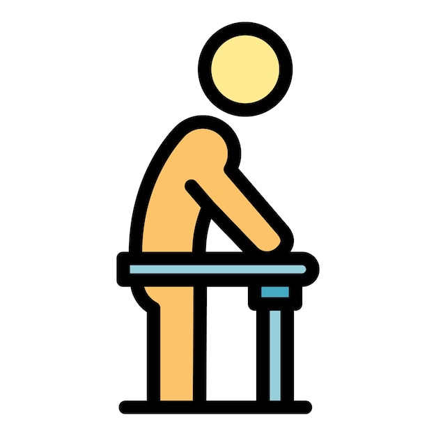 Vector de contorno de icono de anciano Caminante senior Persona de inicio color plano