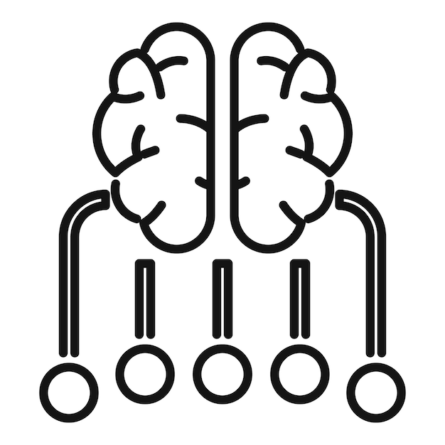 Vector de contorno del icono de apoyo cerebral Poder cognitivo
