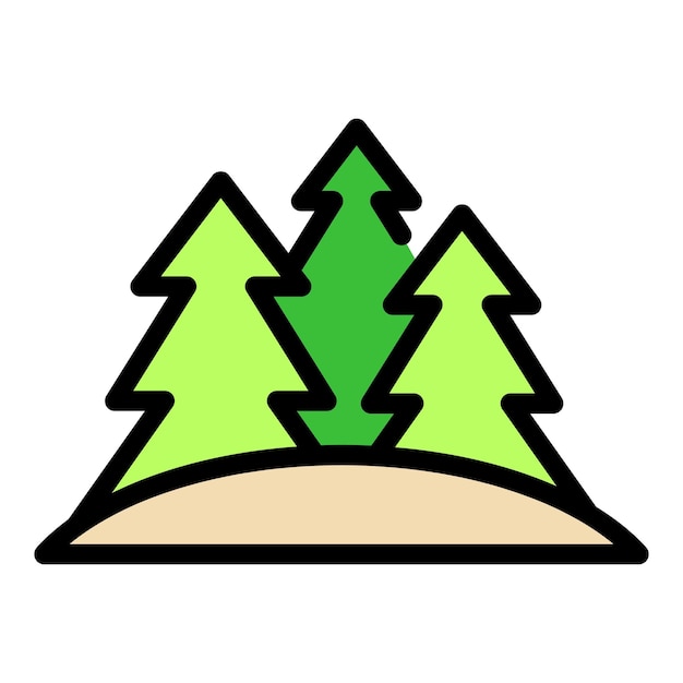 Vector de contorno del icono del árbol de abeto de Alaska Invierno de Estados Unidos Mapa esquimal plano de color