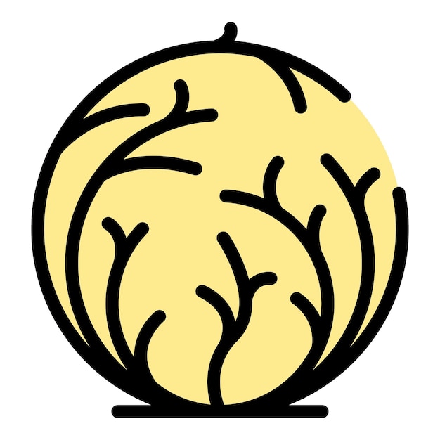 Vector de contorno de icono de arbusto de hierba rodadora Bola del desierto Color occidental muerto plano
