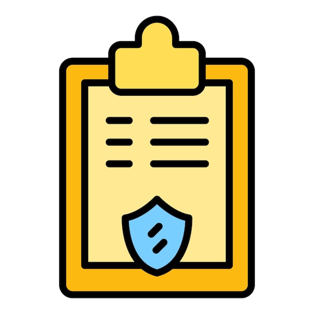 Vector de contorno de icono de archivo seguro Bloqueo de documentos Color seguro de datos plano