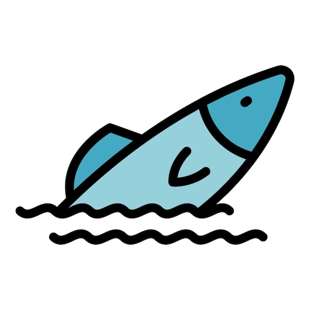 Vector de contorno del icono del arenque de agua Pescados de mariscos Color plano de pesca de la tienda