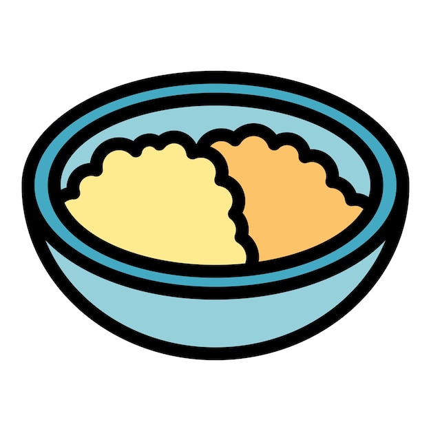 Vector de contorno de icono de arroz asiático Ciudad del templo Nepal Color de comida plano