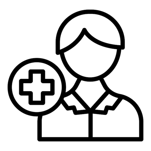 Vector de contorno del icono de la atención de la enfermera Clínica de salud Paciente de día