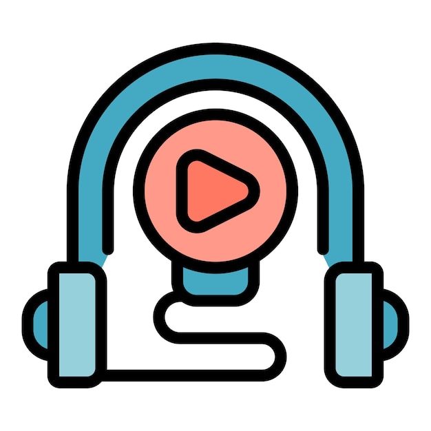 Vector de contorno de icono de auriculares de audio Líder de claves Plano de color de las redes sociales
