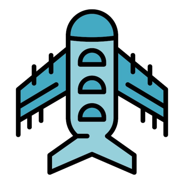 Vector de contorno del icono del avión de Singapur Viaje por Asia Día nacional de color plano