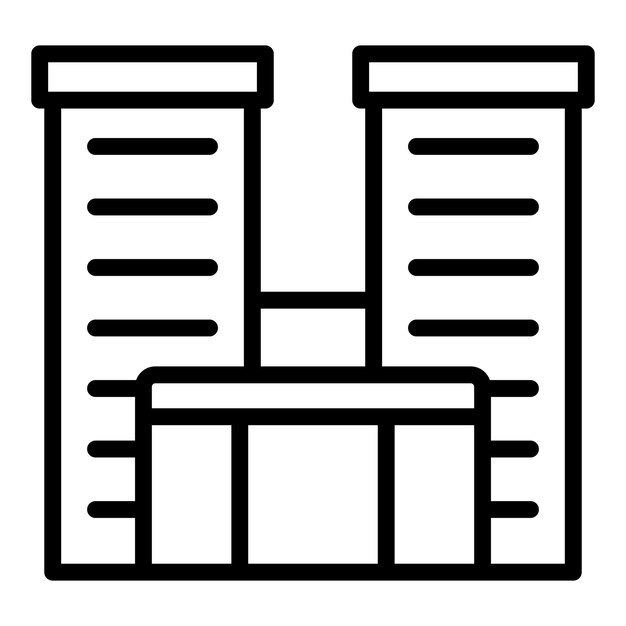 Vector de contorno de icono de balcón de varios pisos Edificio de la ciudad Bloque de casa
